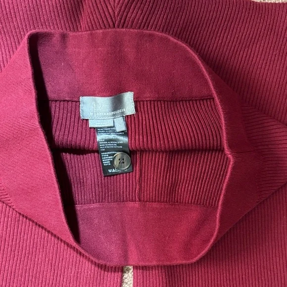 NWOT Anthropologie Deep Red Knitwear Pull On Cropped Wide Leg Button Accents - Picture 7 of 10